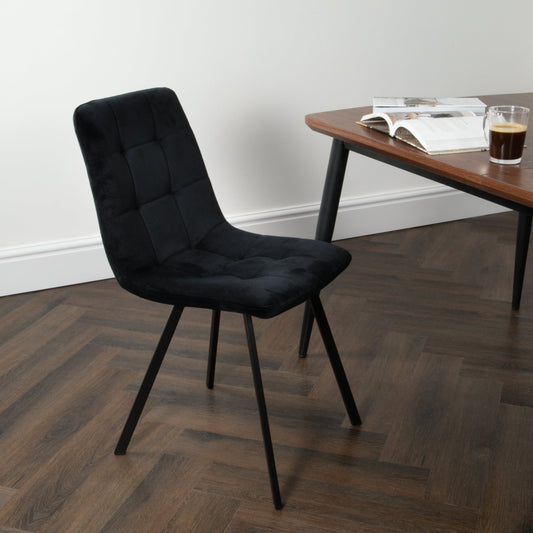 Set of 2 Squared Black Dining Chairs