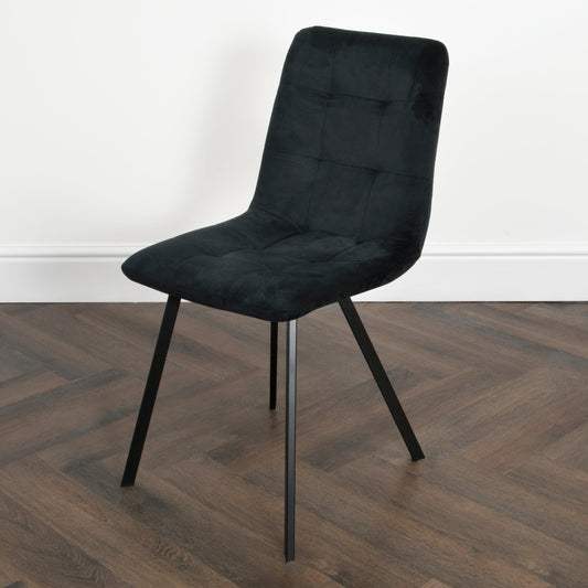 Set of 2 Squared Black Dining Chairs