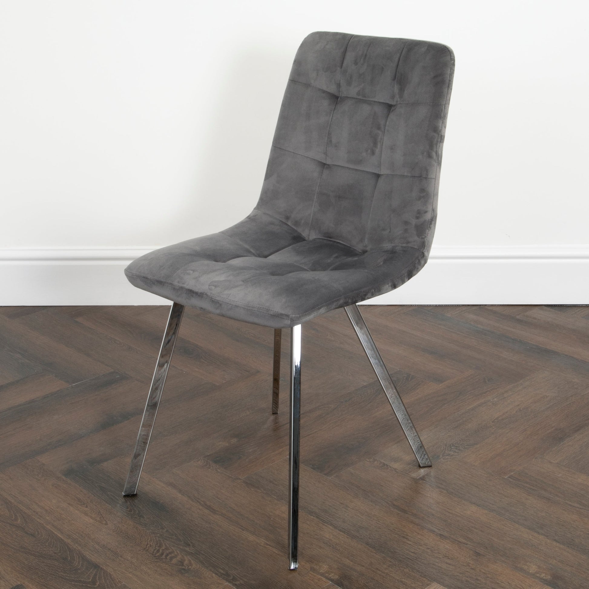 Set of 2 Squared Grey Dining Chairs