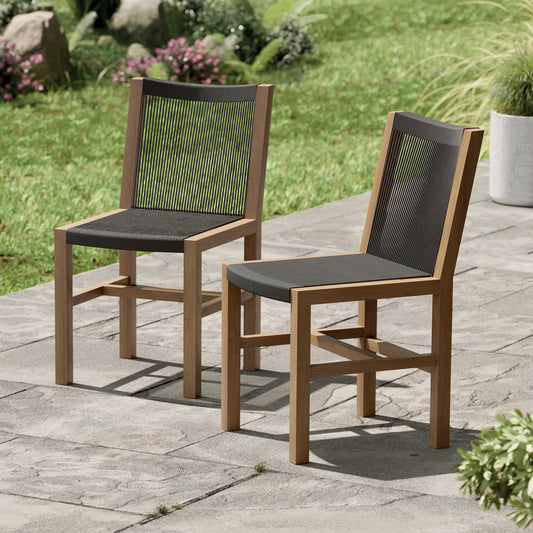 Pair of Mylor Outdoor Chairs Teak and Poly Rope by Garden Trading