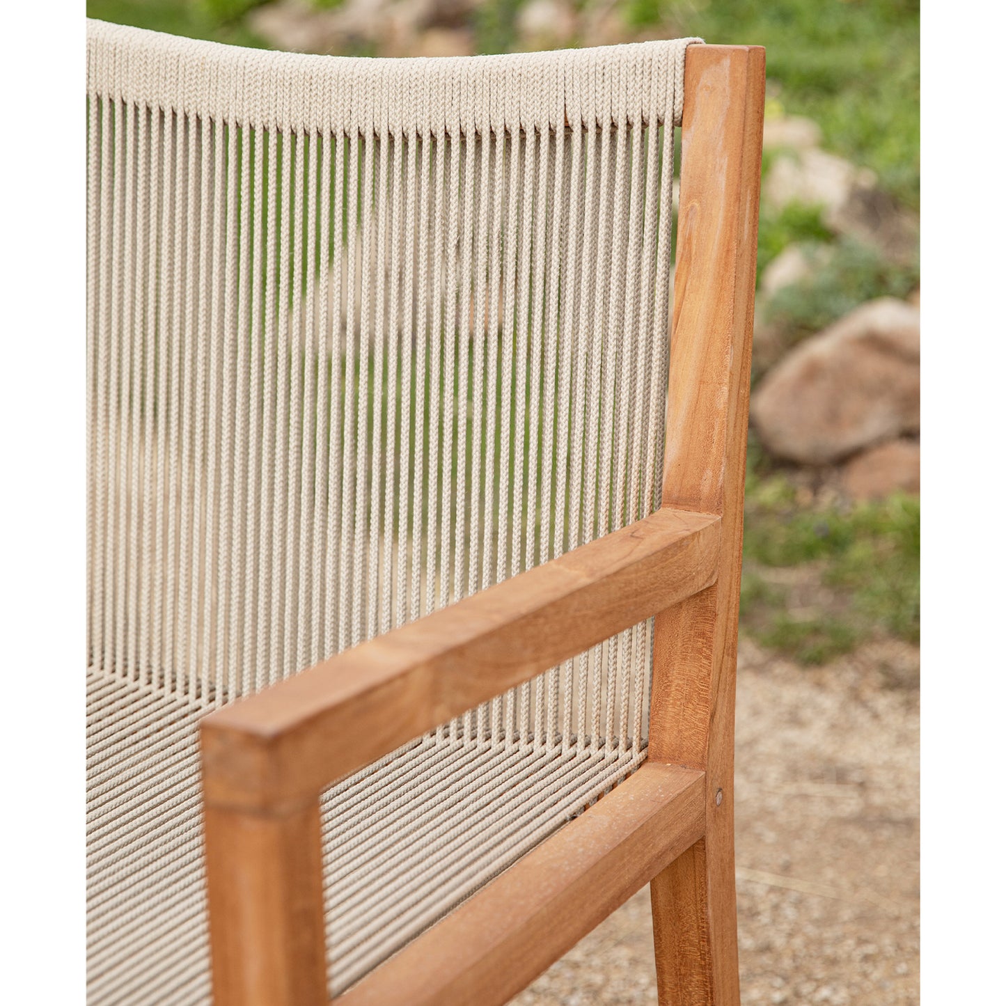 Pair of Mylor Outdoor Arm Chairs in Natural Teak and Poly Rope by Garden Trading