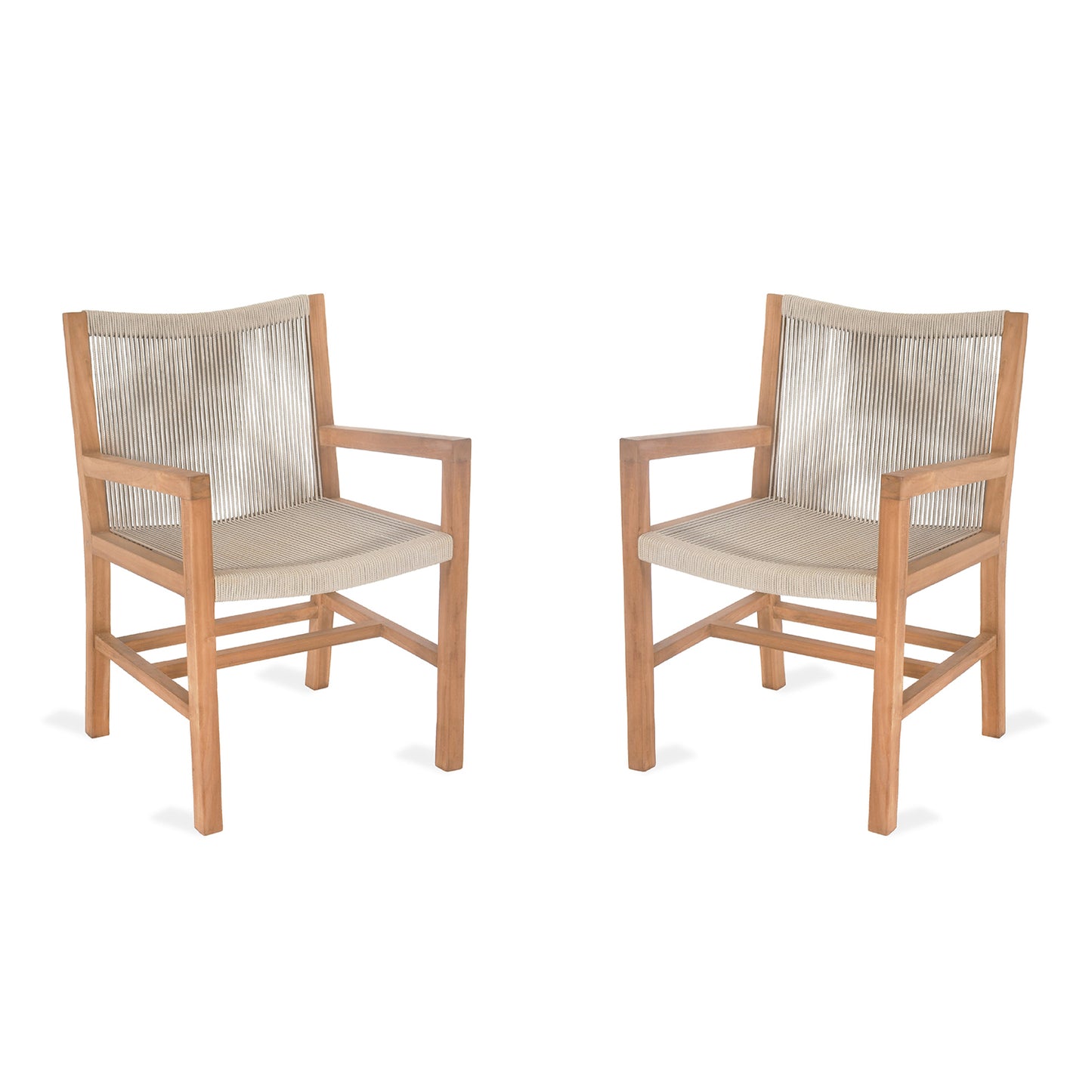 Pair of Mylor Outdoor Arm Chairs in Natural Teak and Poly Rope by Garden Trading