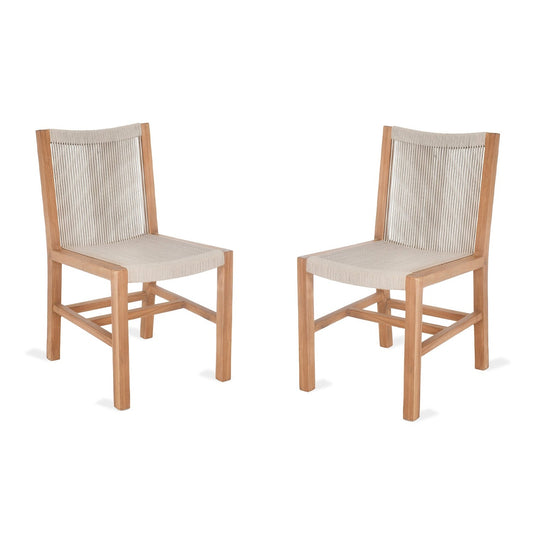 Pair of Mylor Outdoor Chairs in Natural Teak and Poly Rope by Garden Trading