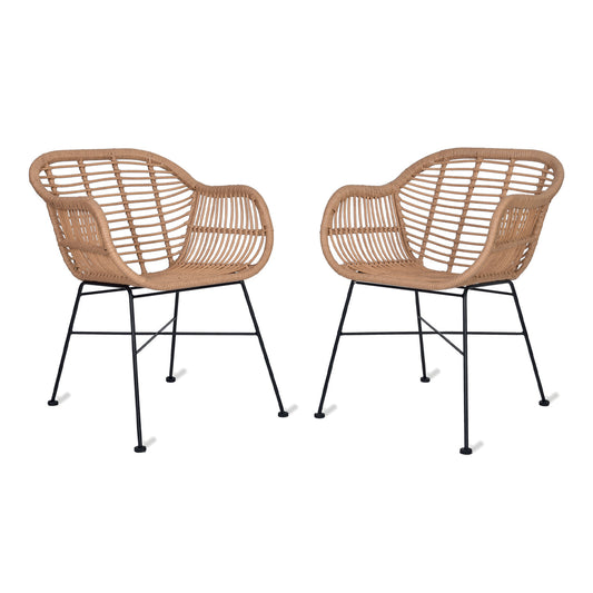 Pair of Hampstead Outdoor Chairs PE Bamboo by Garden Trading