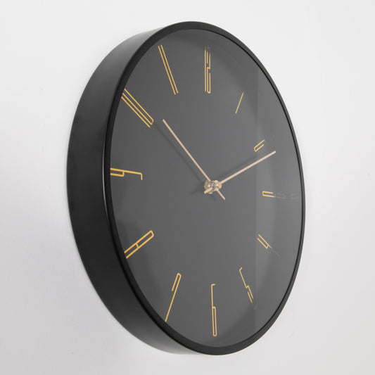Black 12" Modern Mid-Century Analogue Clock
