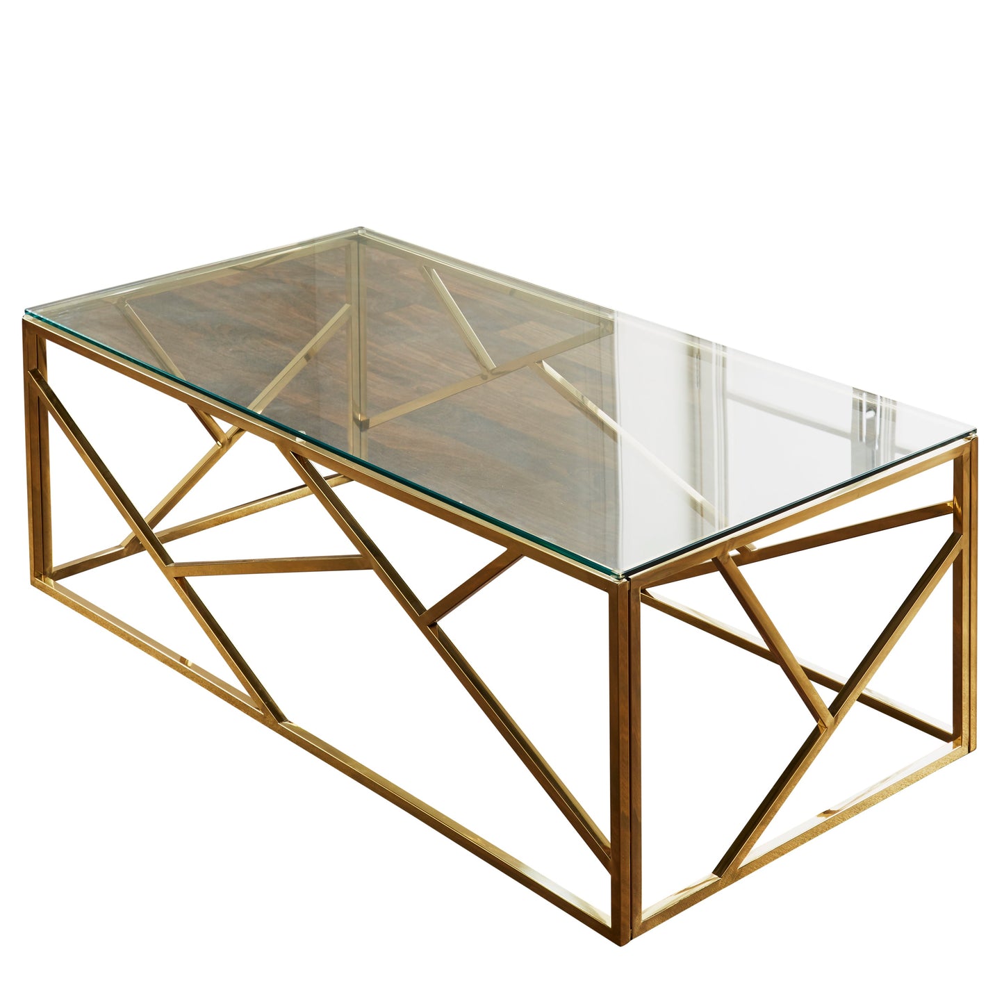 Geometric Pattern Gold Plated Coffee Table