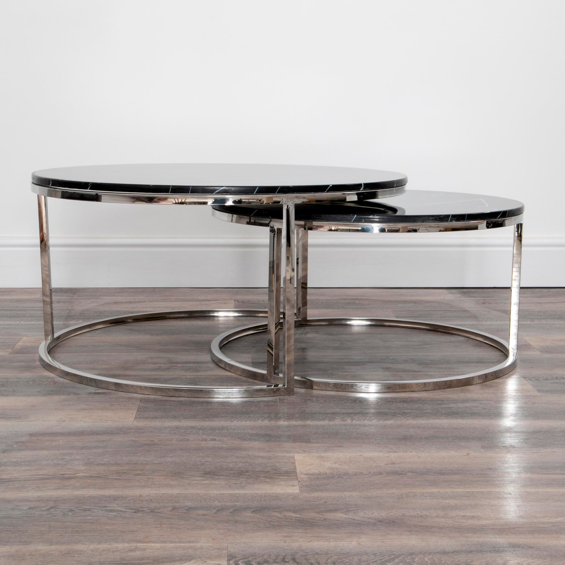 Nest of 2 Black Stone Coffee Tables