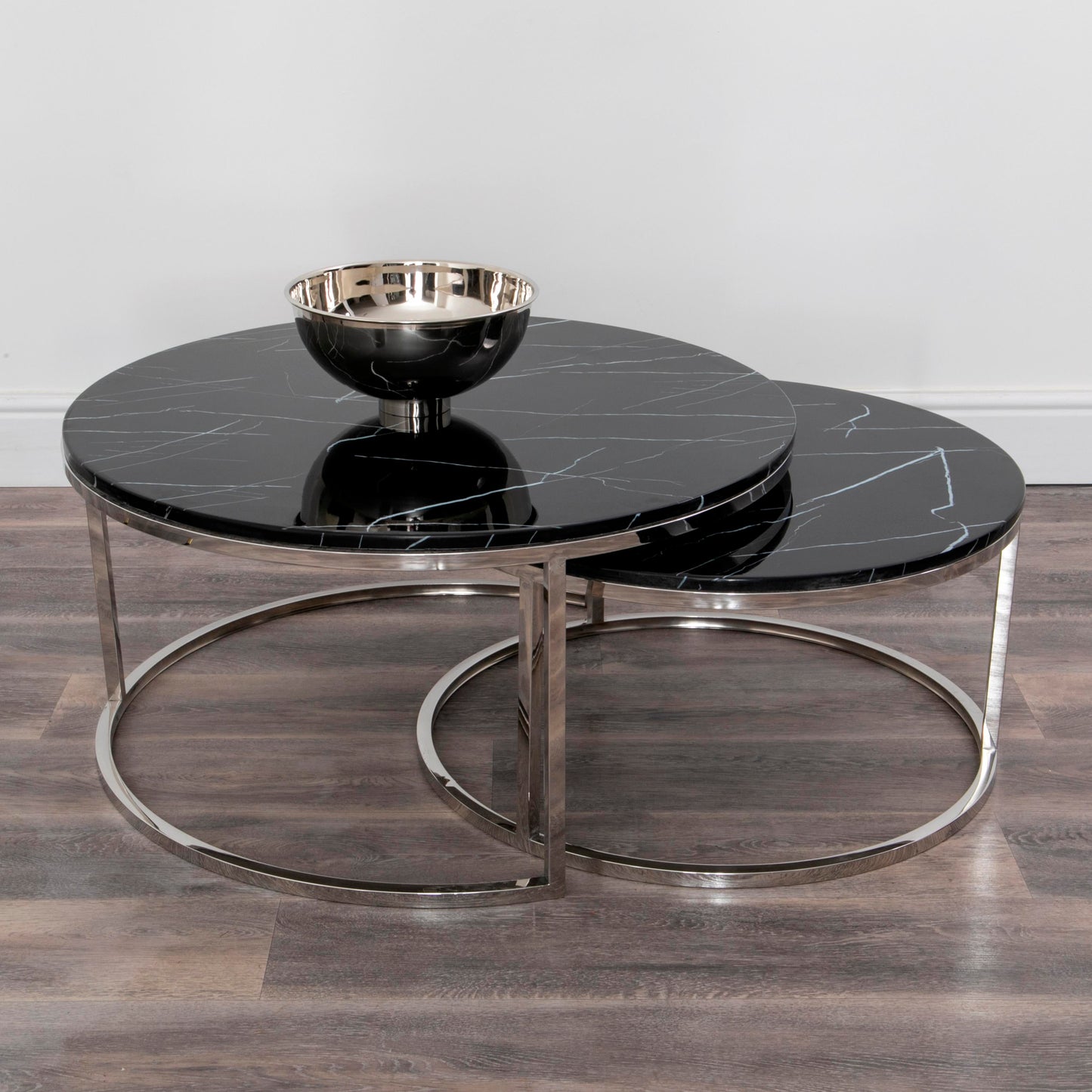 Nest of 2 Black Stone Coffee Tables