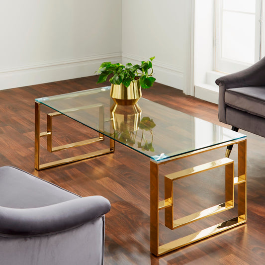Milano Golden Plated Stainless Steel Coffee Table