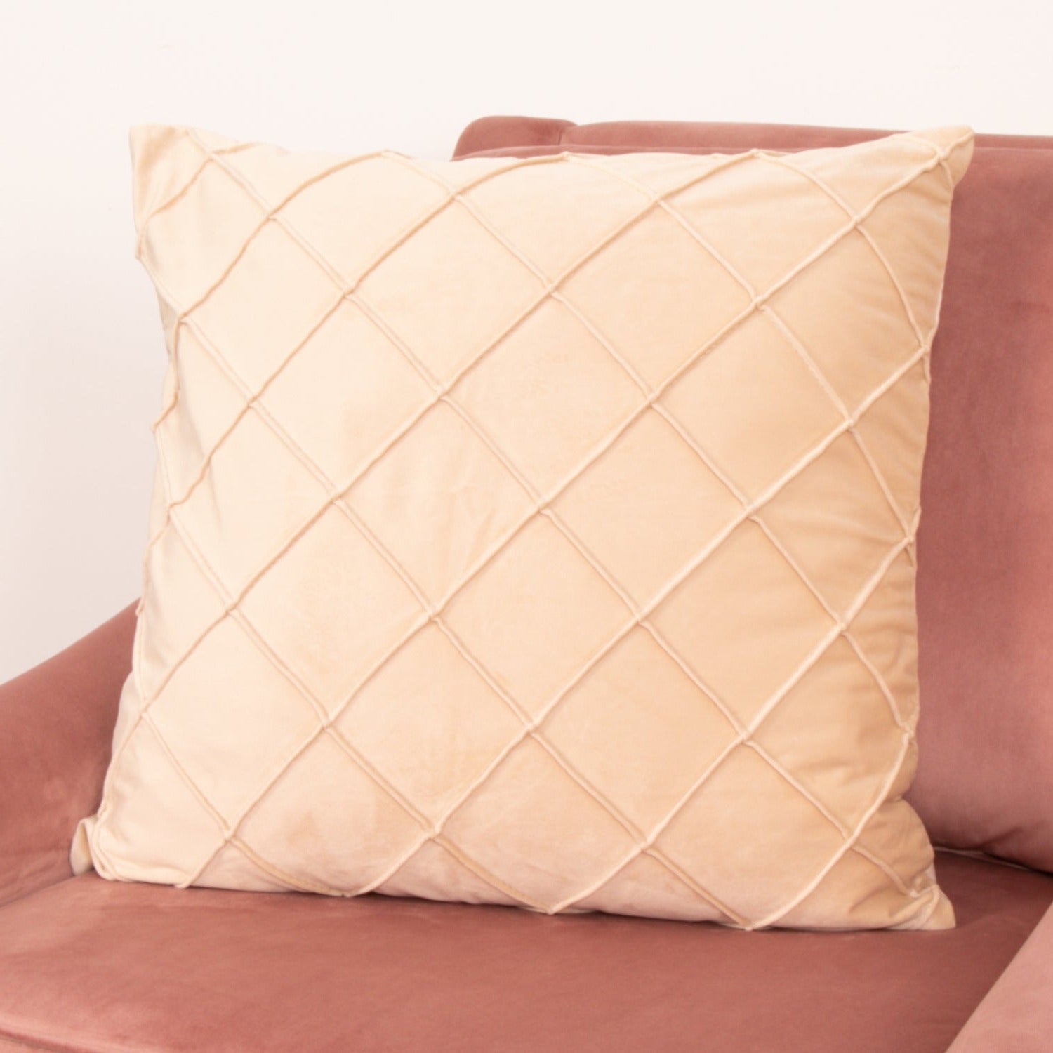 Diamond beige velvet cushion cover by Native