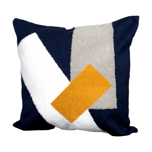 Navy Blue Abstract Boho Feather Filled Cushion