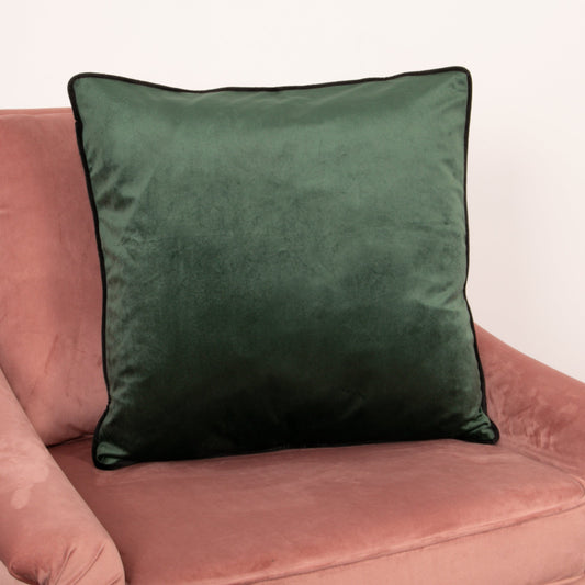 Green Piped Velvet Scatter Cushion Cover
