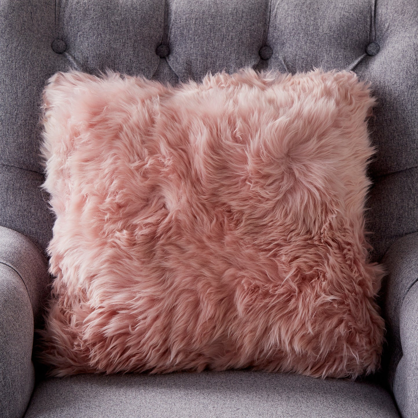 Sheepskin cushion blush pink by Native
