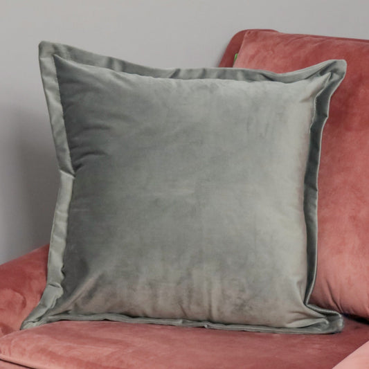 Grey velvet cushion cover by Native