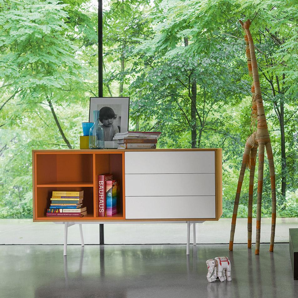 Code 1 modern small sideboard with open element by Dall'Agnese - myitalianliving