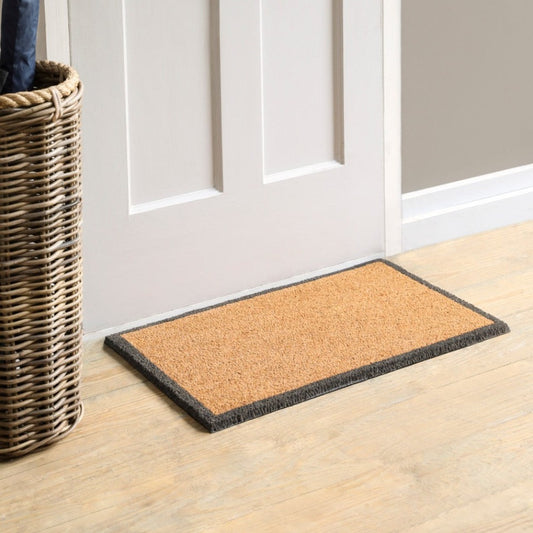 Small Natural Doormat with Charcoal Border