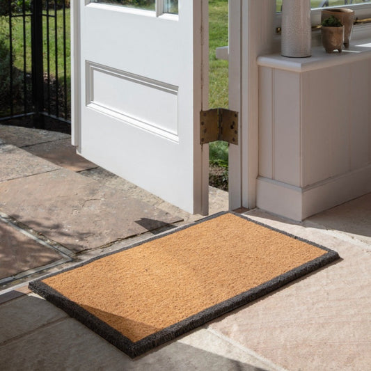 Large Natural Doormat with Charcoal Border