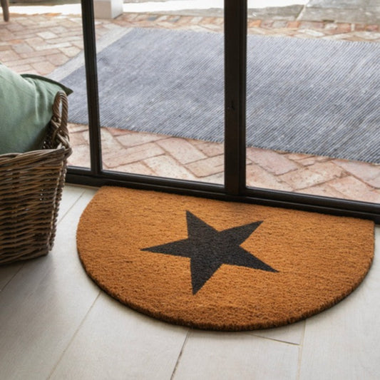 Natural Half Moon Doormat with Star Design