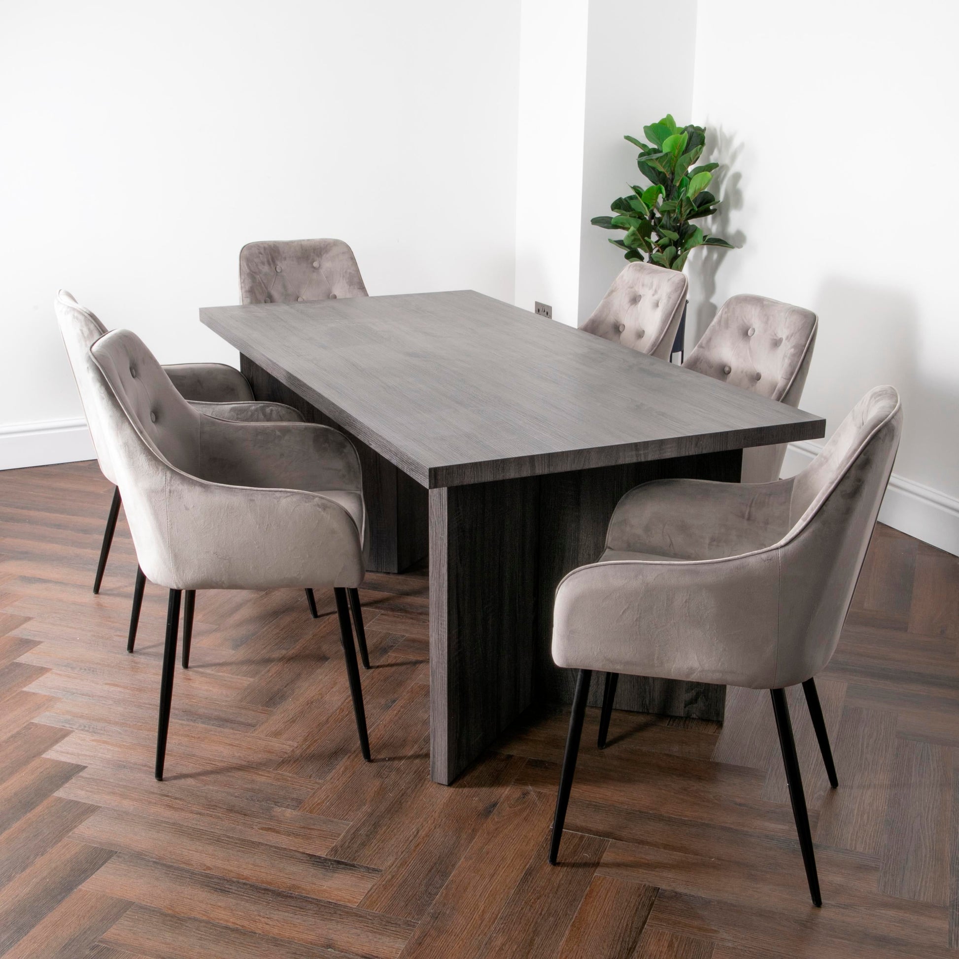 Grey Oak Ascot Dining Table with 6 Chairs