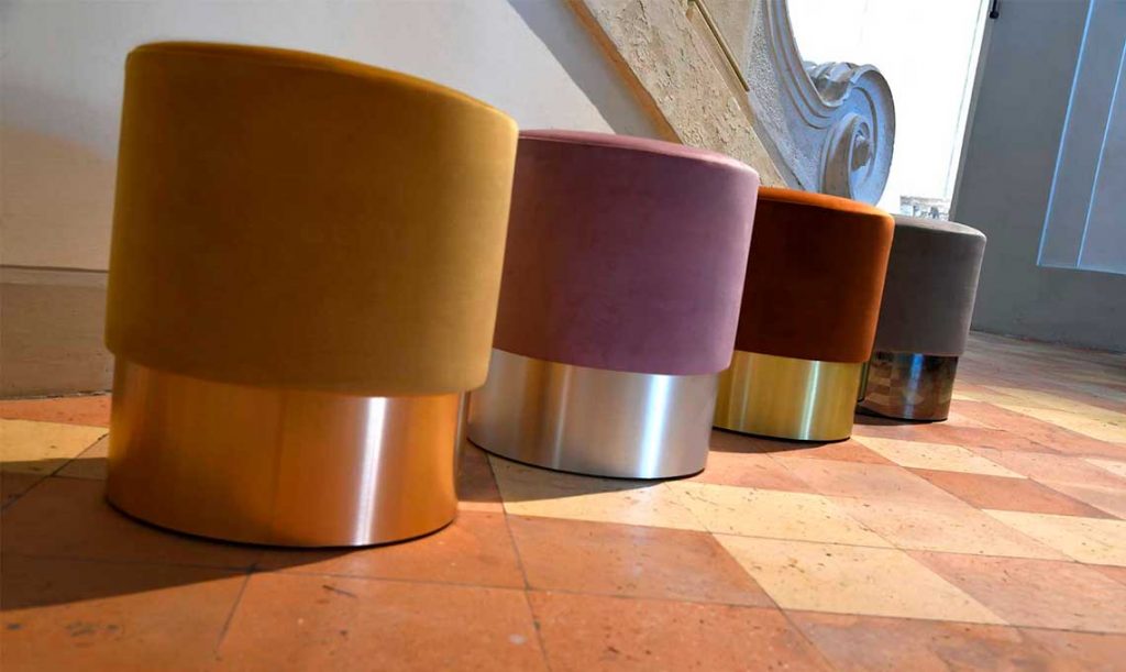 Chione Taupe Pouf by Domingo Salotti