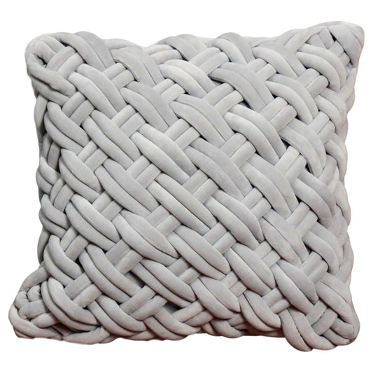 Grey handknotted velvet cushion - feather filled by Native