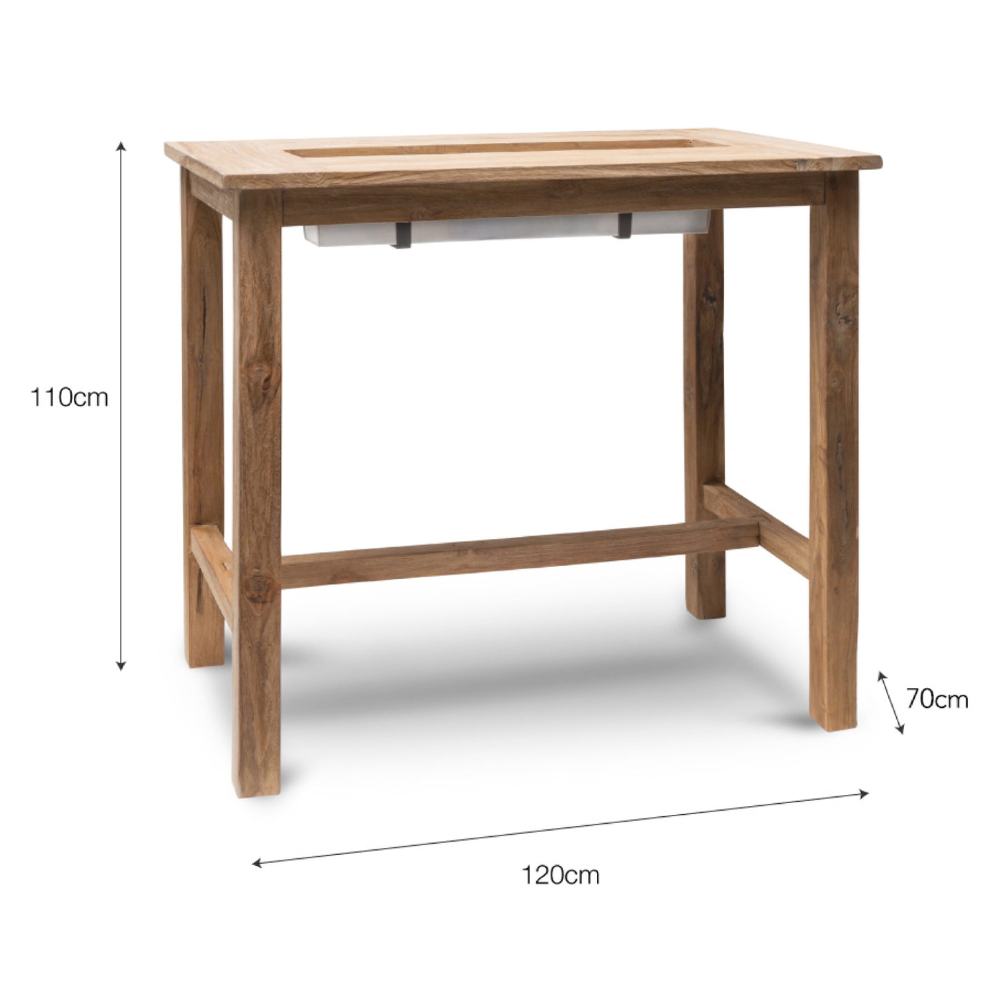 St Mawes Drinks/Planter Outdoor Bar Table 120cm Teak by Garden Trading