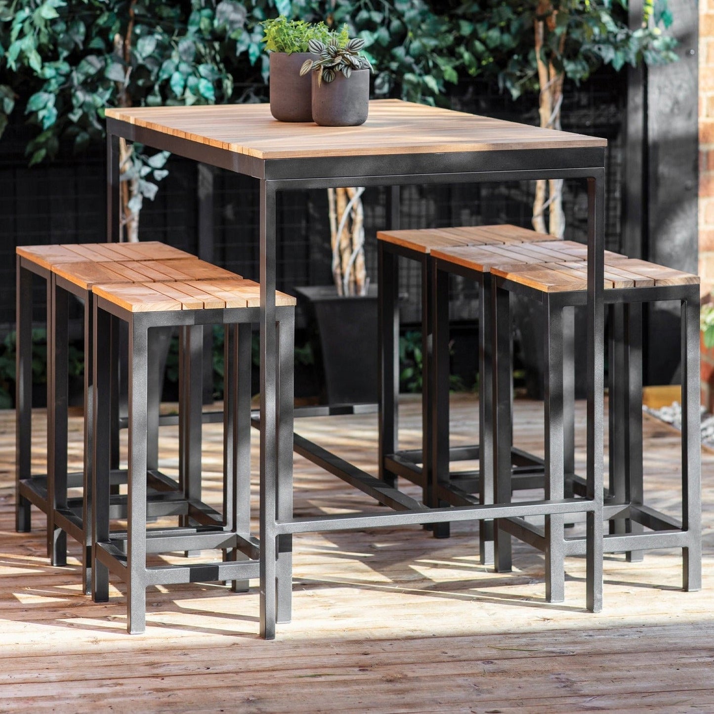 Camley Outdoor Bar Table Set Teak by Garden Trading