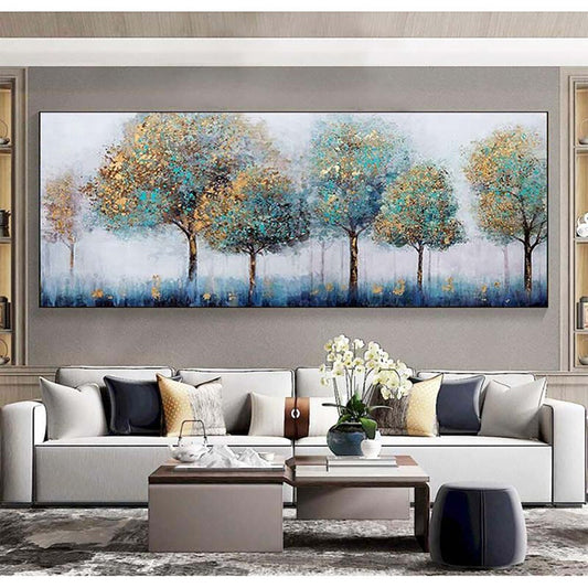Abstract large handmade landscape oil painted canvas