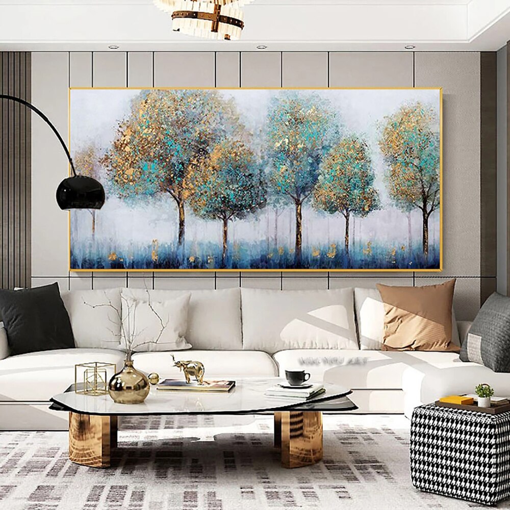 Abstract large handmade landscape oil painted canvas