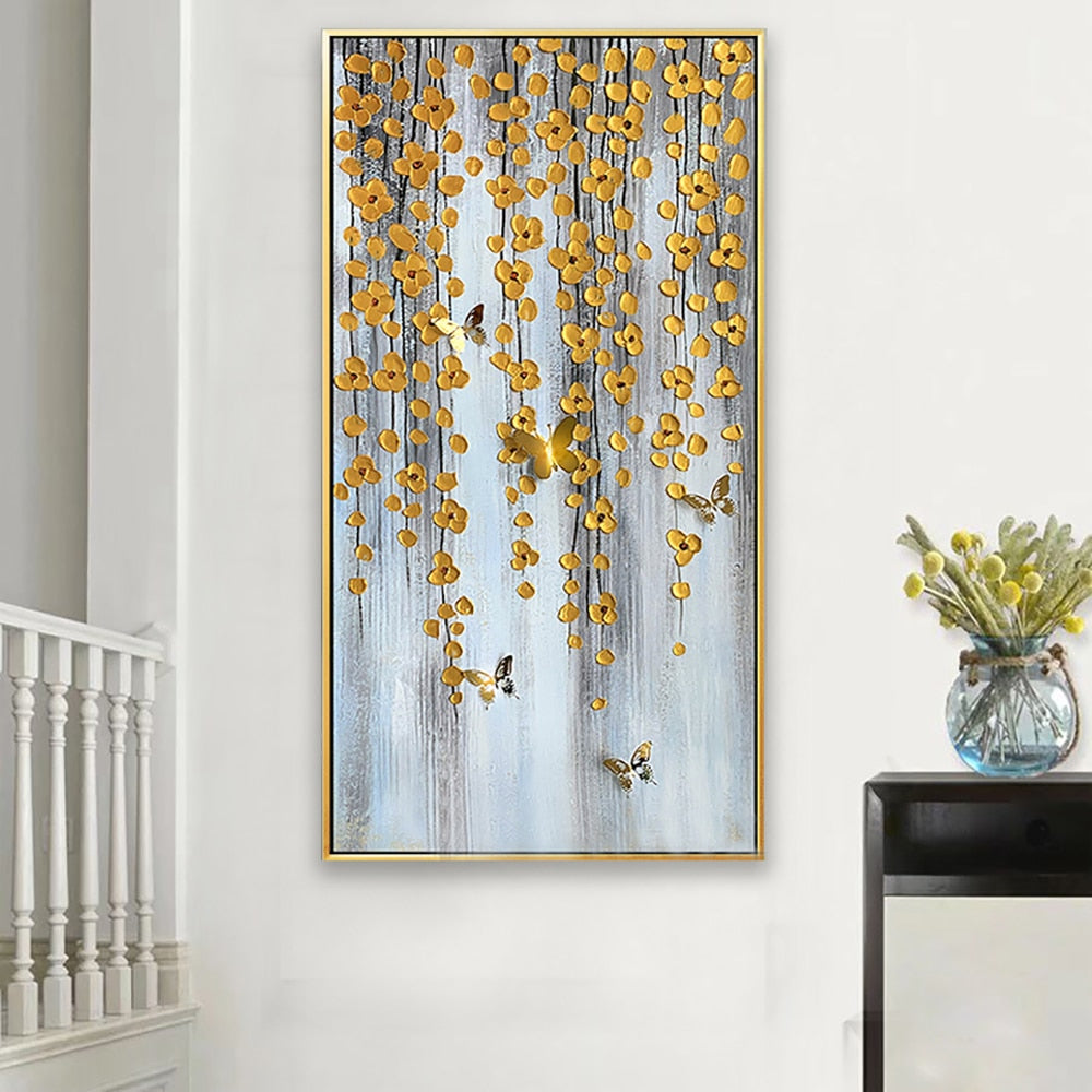 Abstract large wall gold art oil hand painted canvas