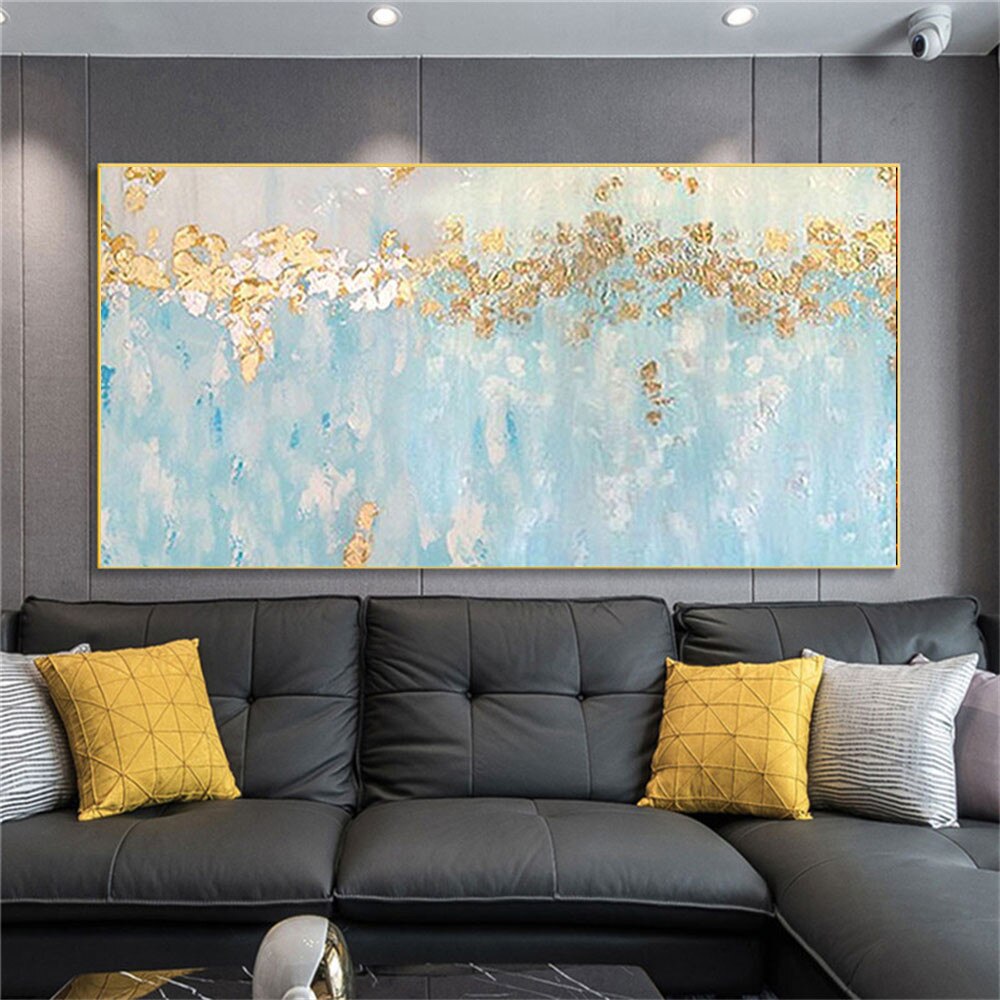 Wall decorations gold hand painted art canvas