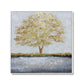 Modern abstract gold foil tree textured hand painted canvas