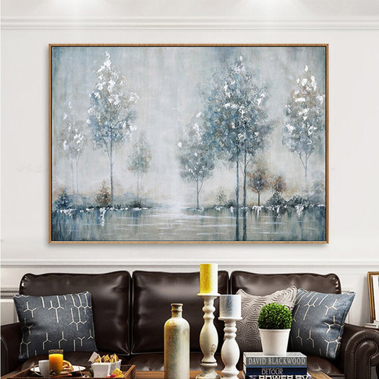 Abstract forest landscape hand painted canvas