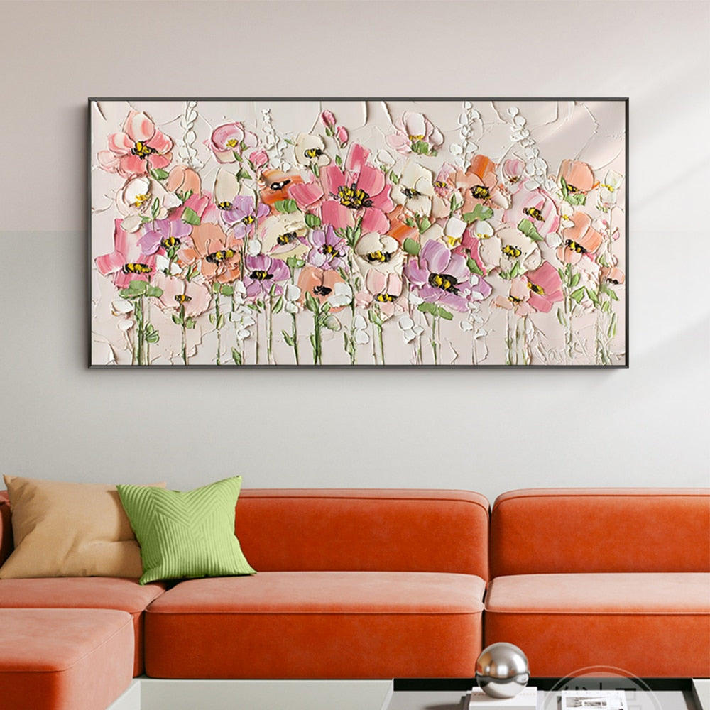 Blooming colorful 3d wall art oil paintings of flowers
