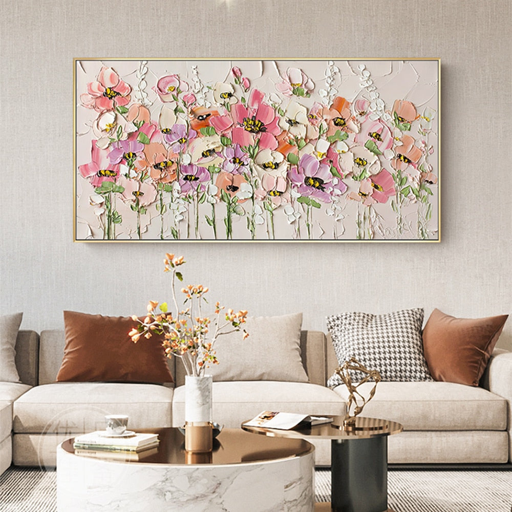 Blooming colorful 3d wall art oil paintings of flowers