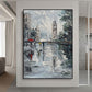 Handmade abstract city landscape oil paintings on canvas