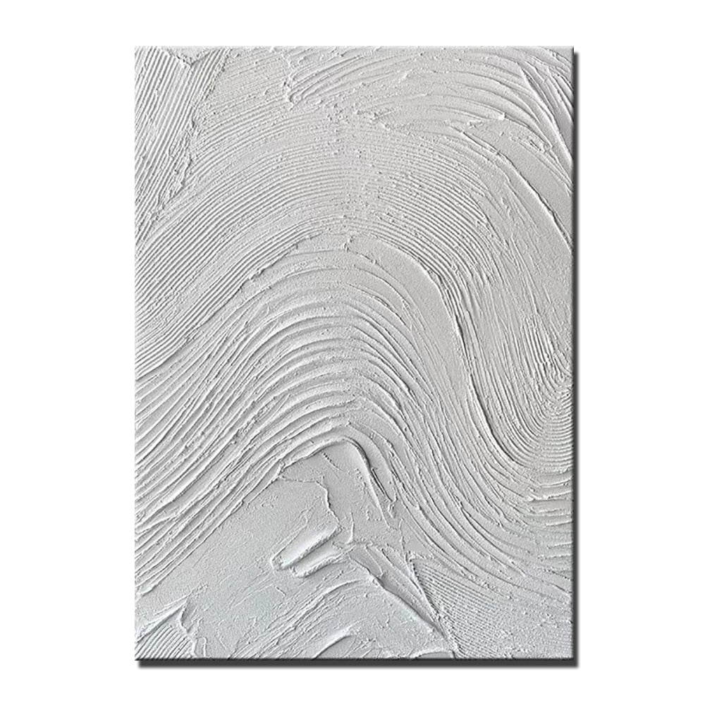 3D beige simple fashionable white wall hand painted canvas