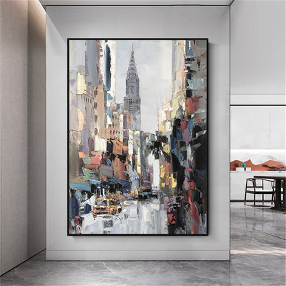 Modern knife building scenery wall art hand painted canvas