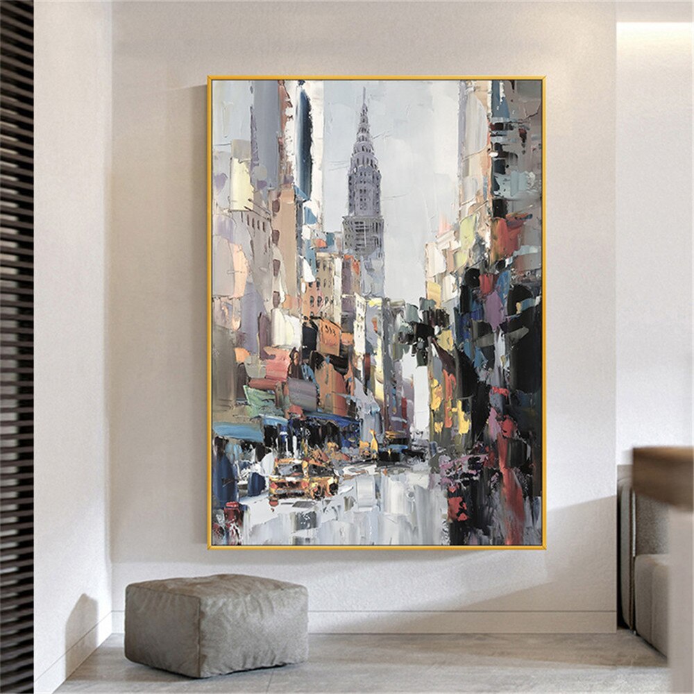 Large modern skyline architecture - New York city oil painting