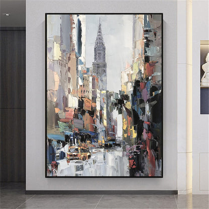 Modern knife building scenery wall art hand painted canvas