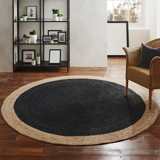 Milano soft jute rug with charcoal centre by Native
