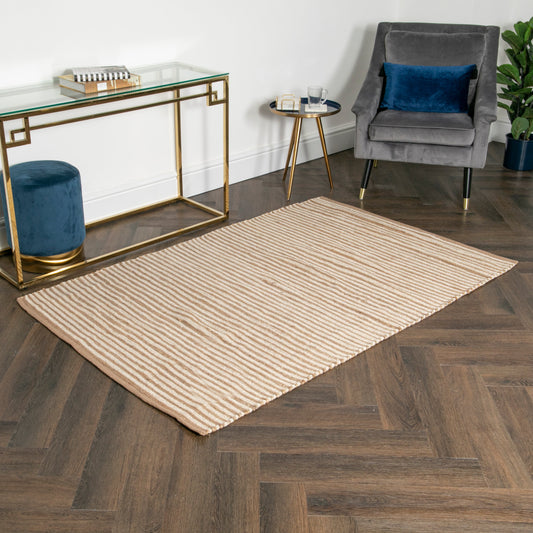 Sustainable Striped Natural Wool & Jute Rug