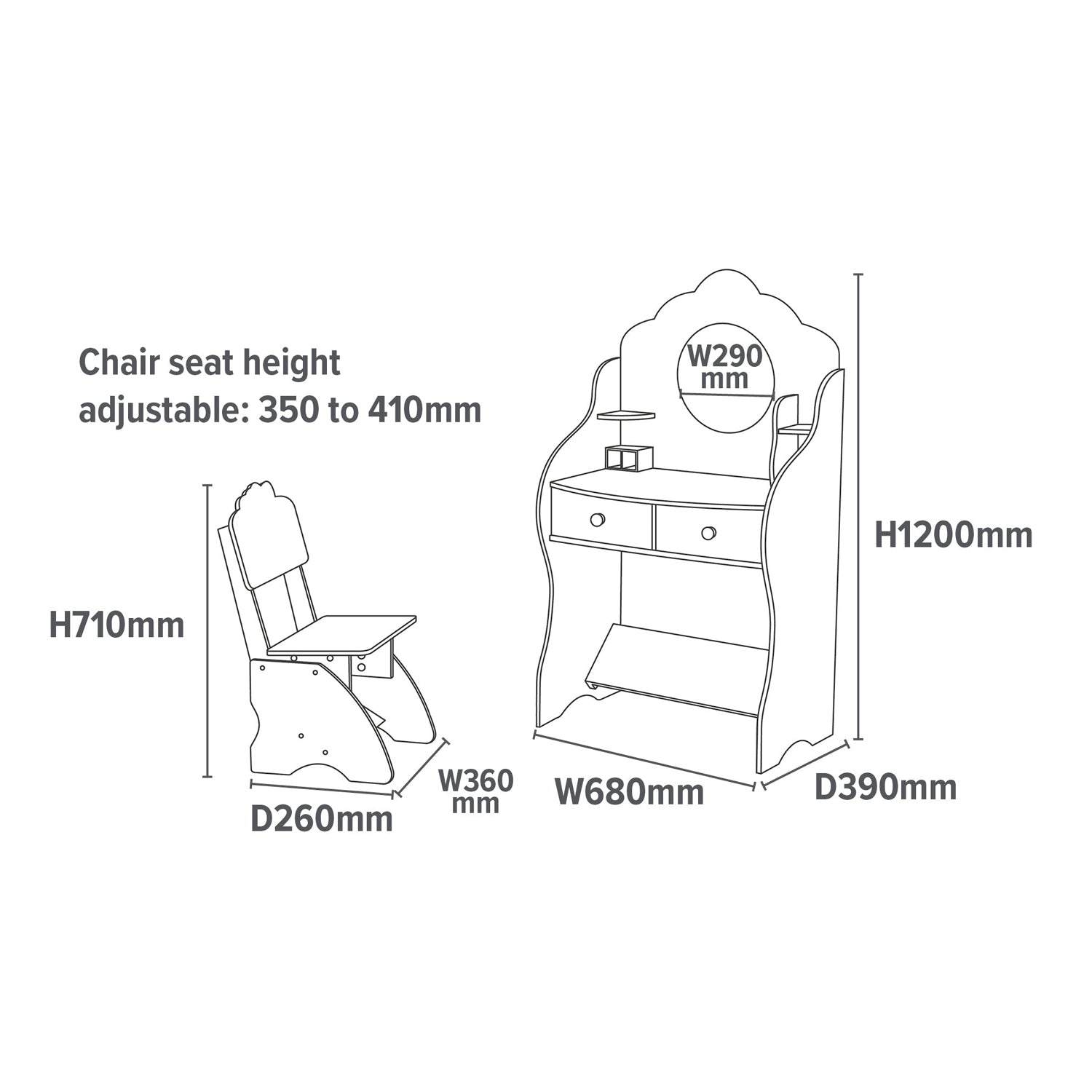 Multifunctional Computer Armoire Hutches, Vanity Set Makeup Dressing Table  with Mirror and 5 Drawers for Bedroom, White - Walmart.com