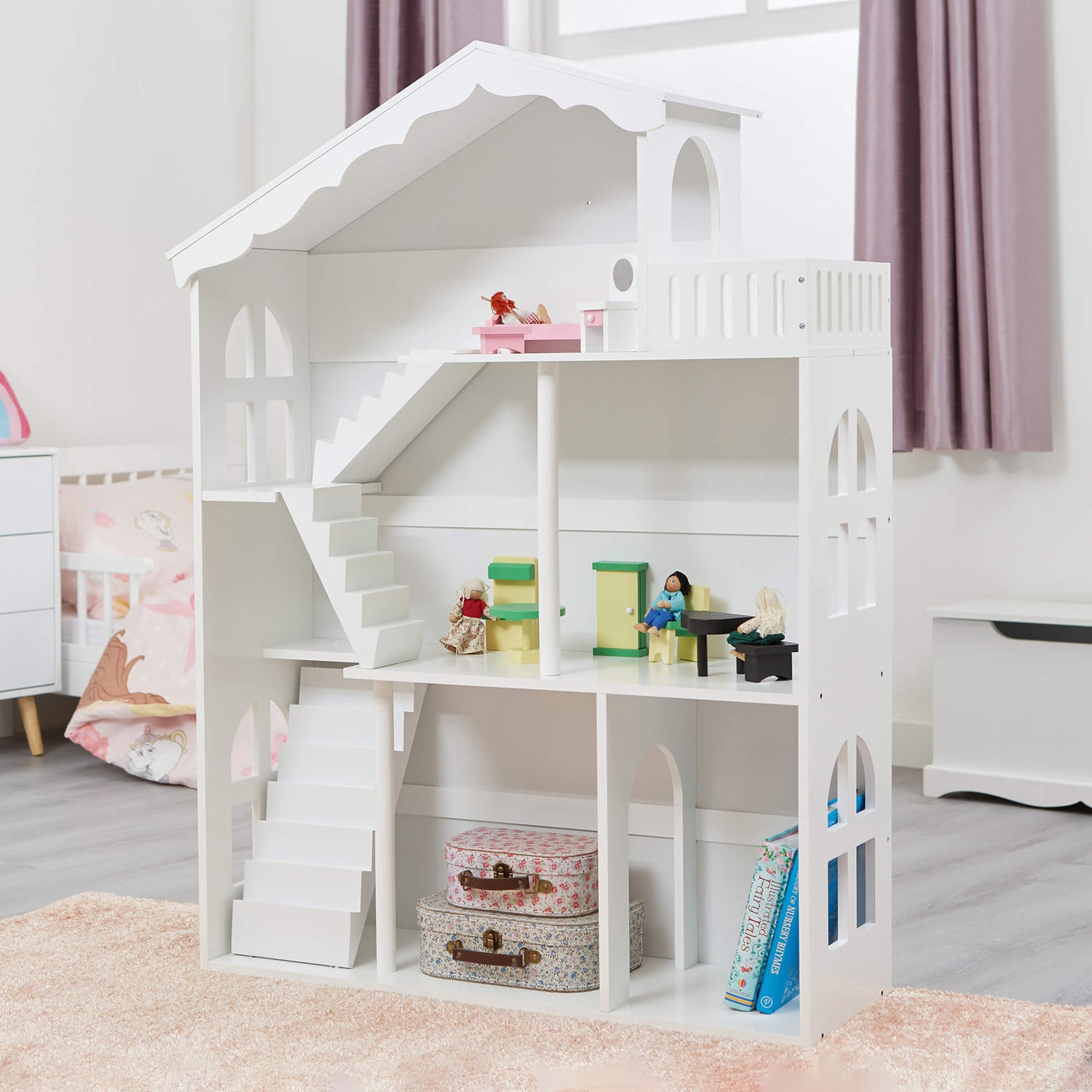 Wooden Dolls House Bookcase White by Liberty House Toys