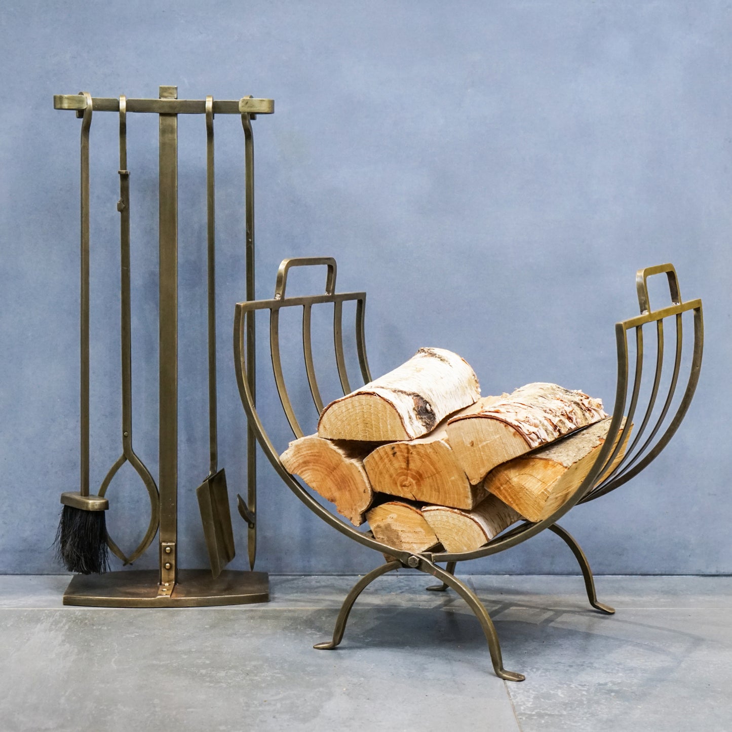 Linear Brass Log Basket by Ivyline