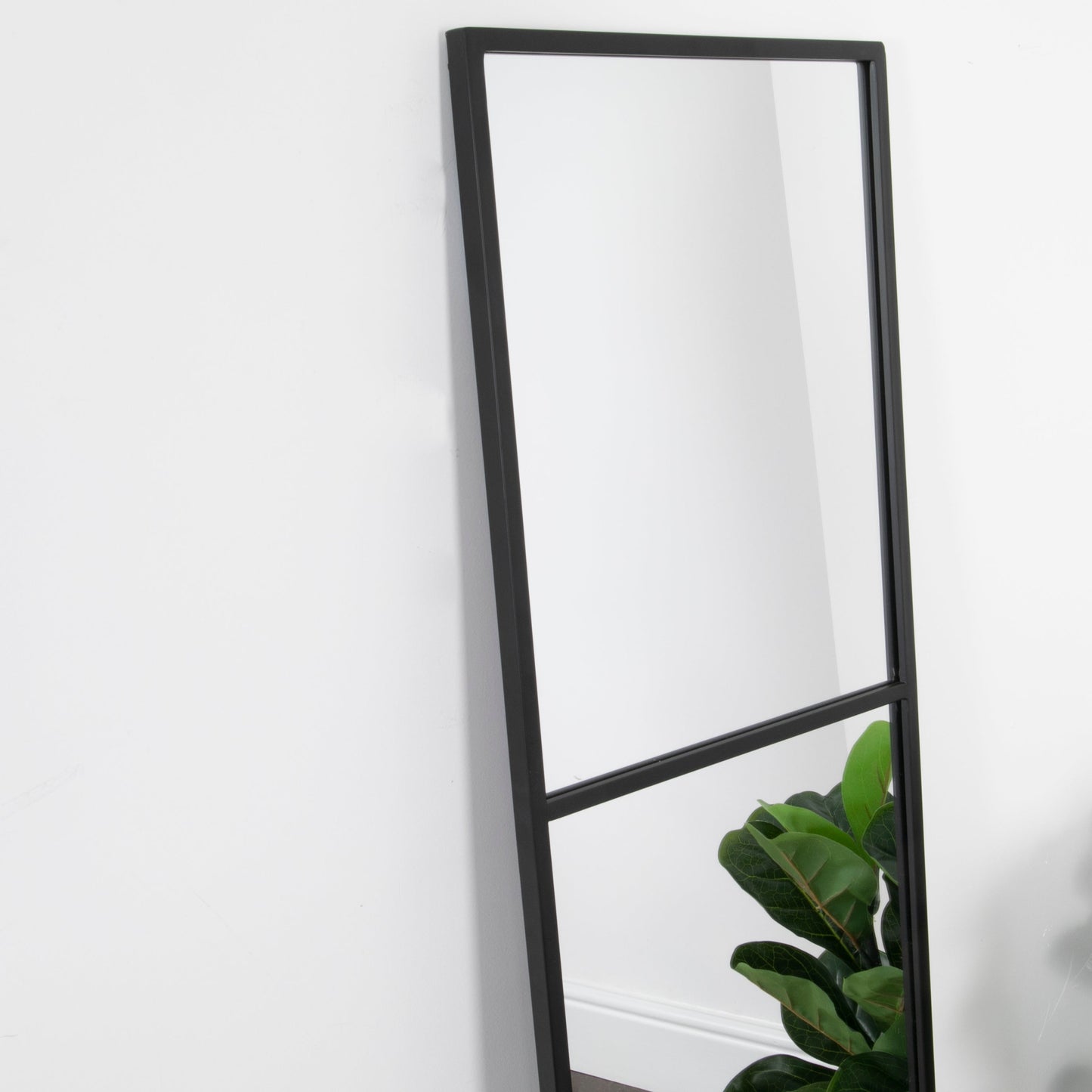 Black Window Casual Style Floor Standing Mirror