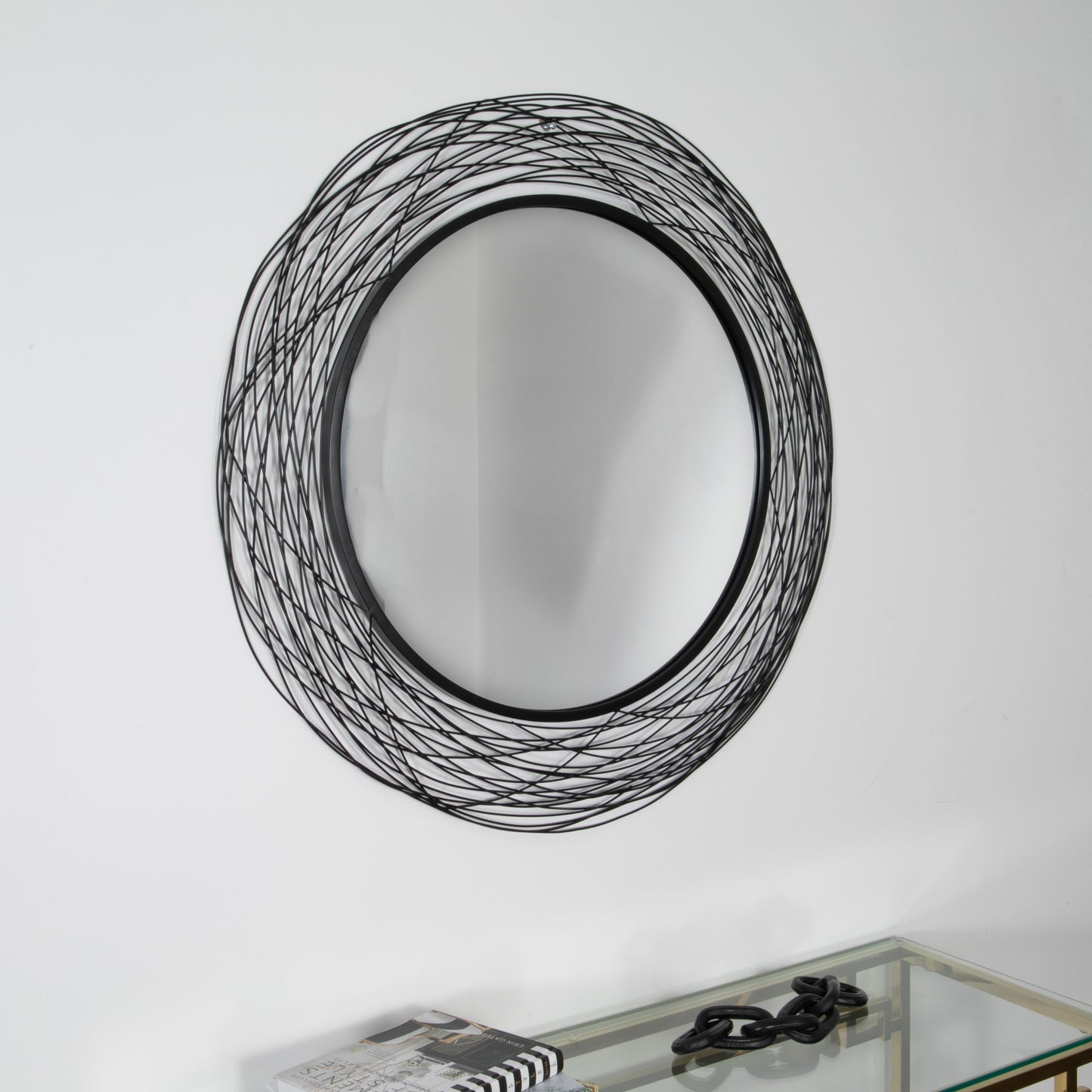 Nest Effect Metal Native Round Mirror