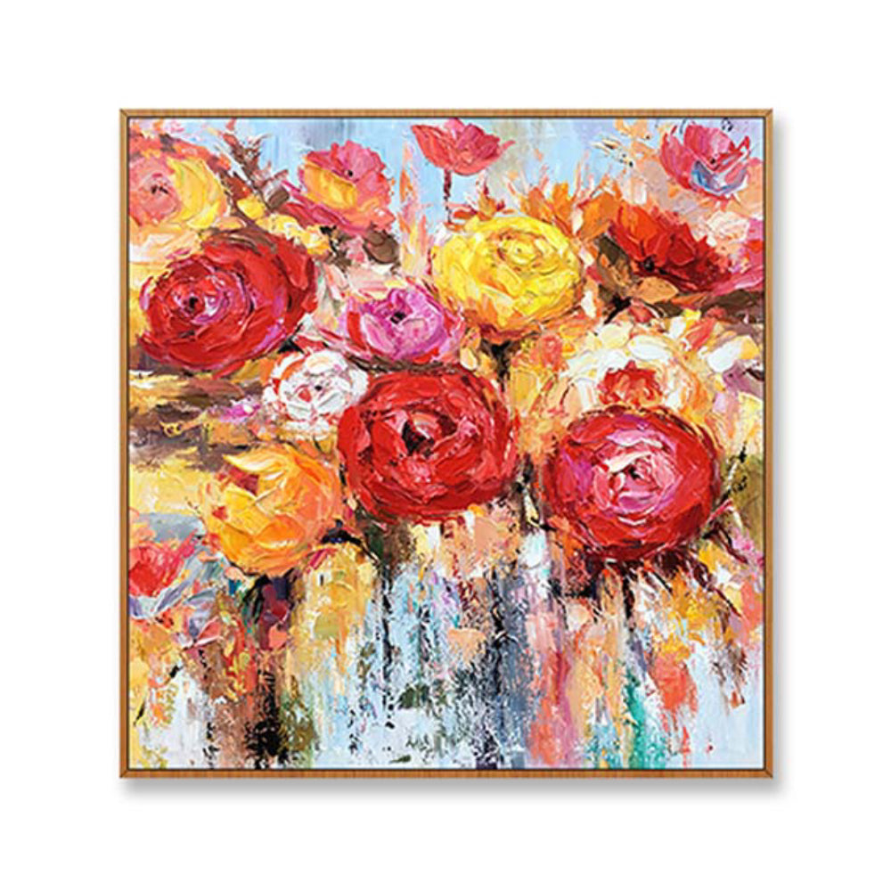 Abstract knife flower heavy textured  oil hand painted canvas