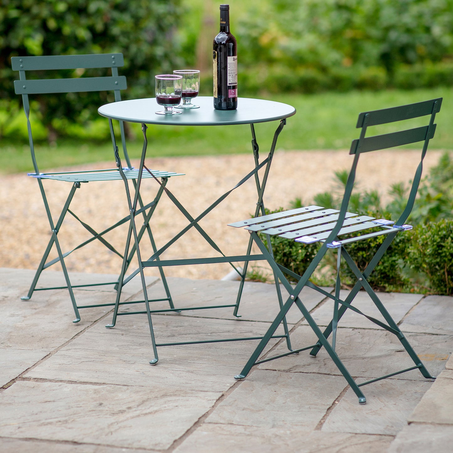 Rive Droite Bistro Outdoor Small Set in Forest Green Steel by Garden Trading