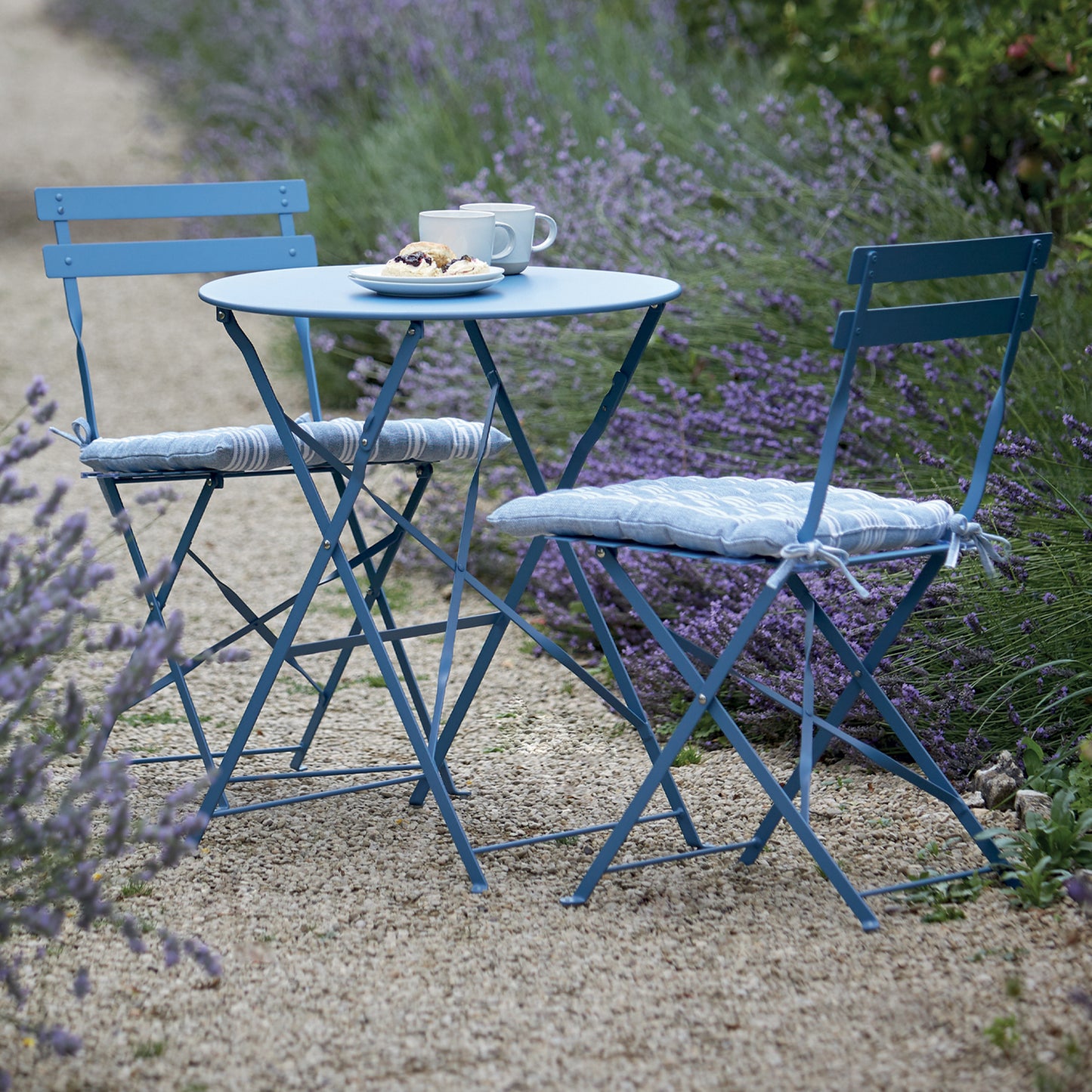 Rive Droite Bistro Outdoor Small Set in Lulworth Blue Steel by Garden Trading